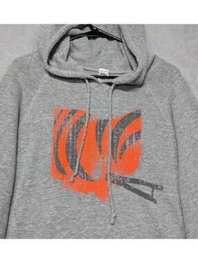 NFL Mens XL Gray Cincinnati Bengals Hoodie Orange Graphic Pullover Football Team